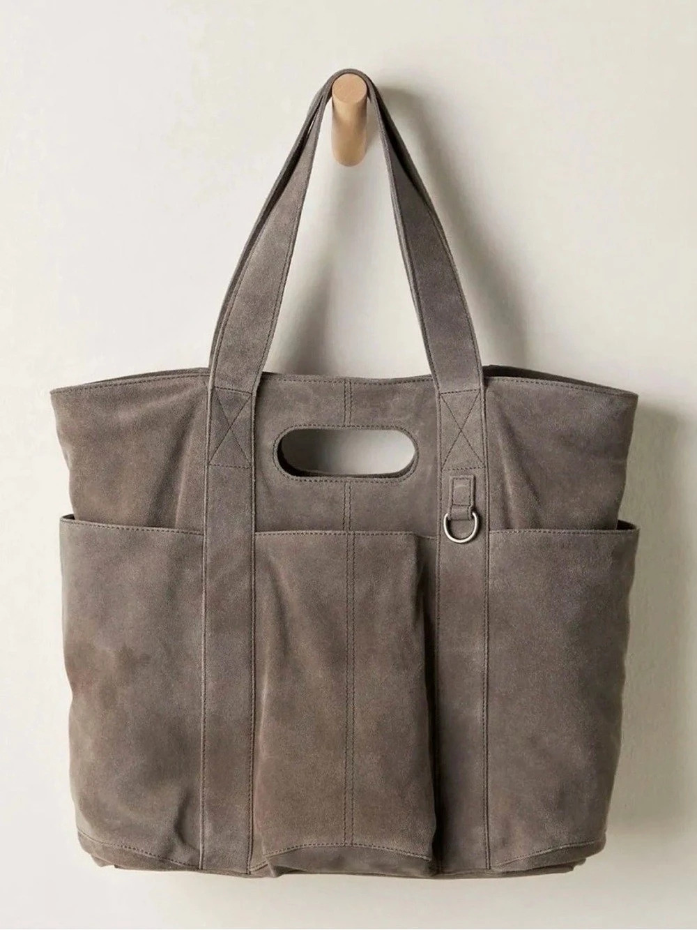 NWOT Free People Suede Caravan Tote Gray Tote Bag